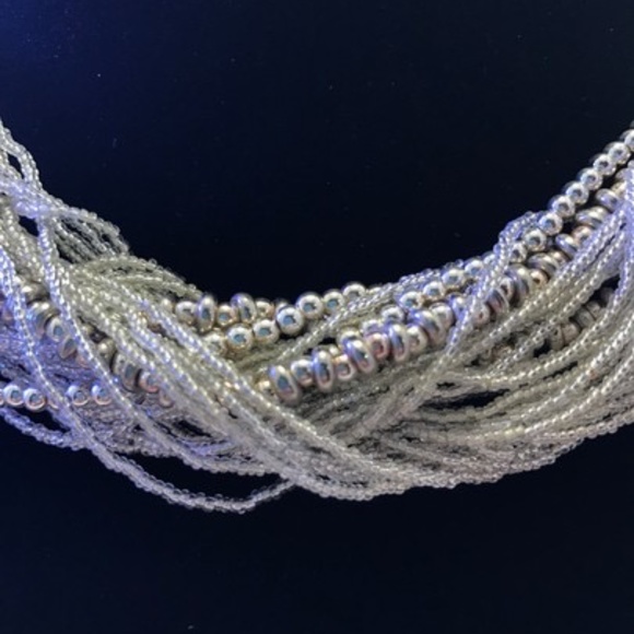 Silver Beaded Multi Strand Necklace - Picture 3 of 4